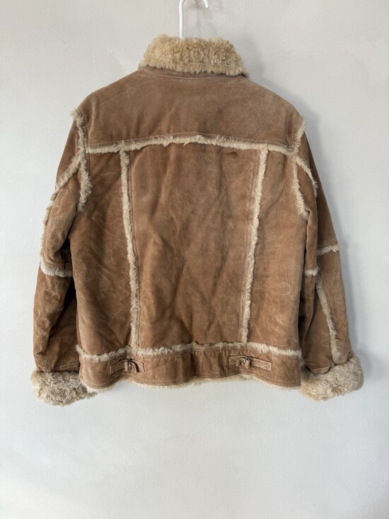 Wilsons Wilson’s Leather Maxima Womens Tan Brown Faux Soft Fur Zip Coat Large L - Picture 3 of 8